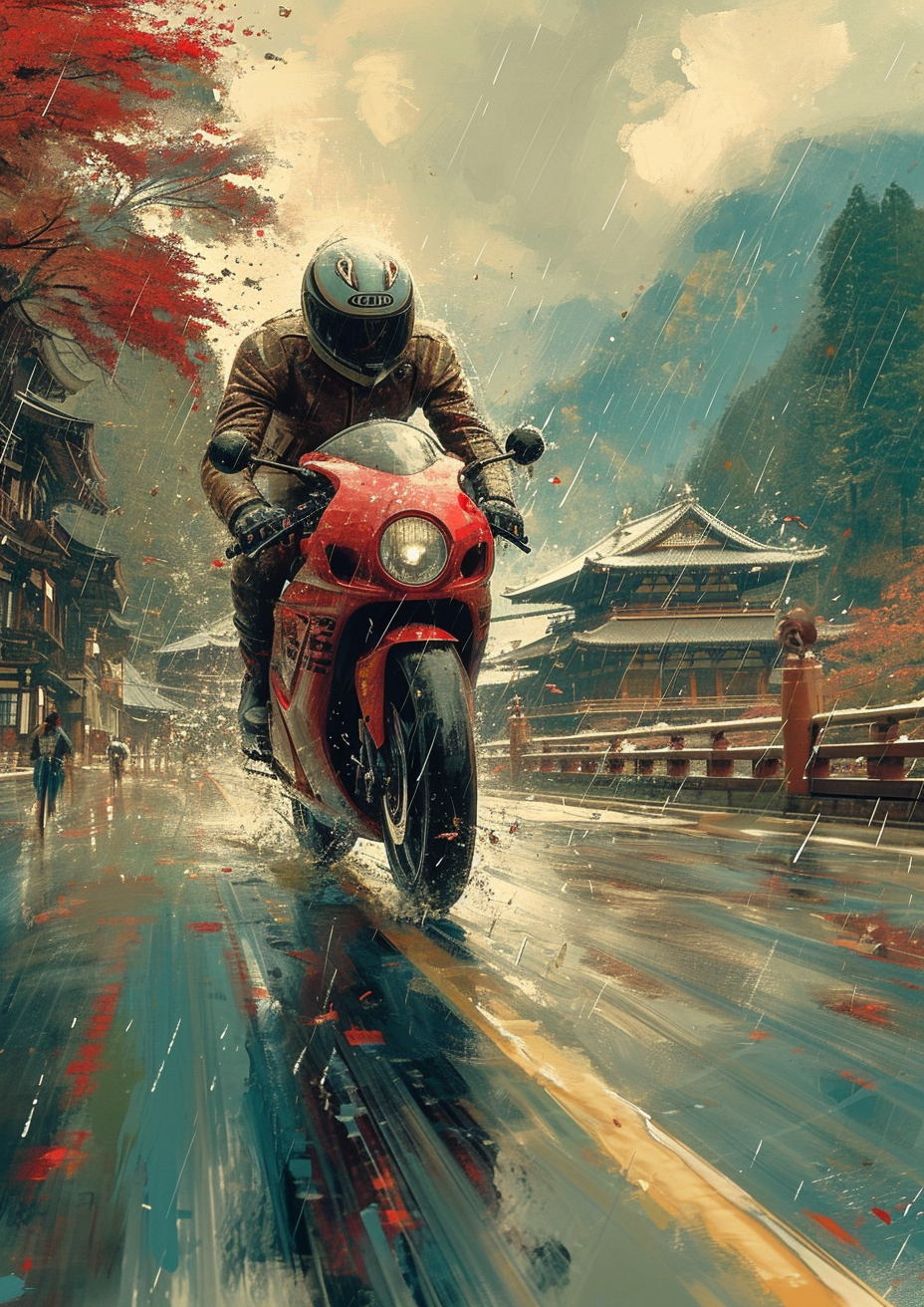 Vibrant art direction image with Bushido and Suzuki Hayabusa