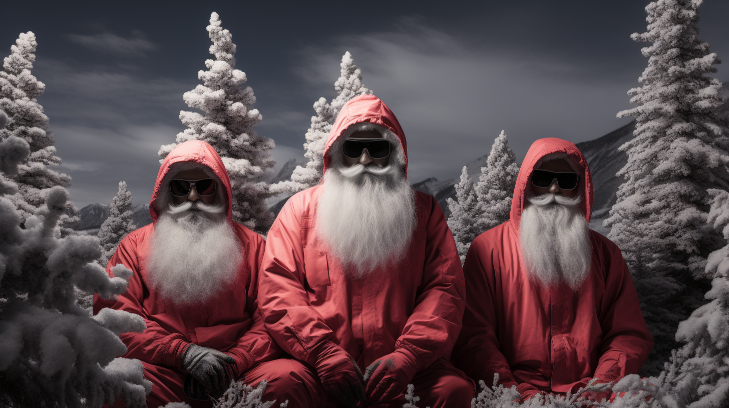 Eccentric characters in Christmas attire at Yellowstone