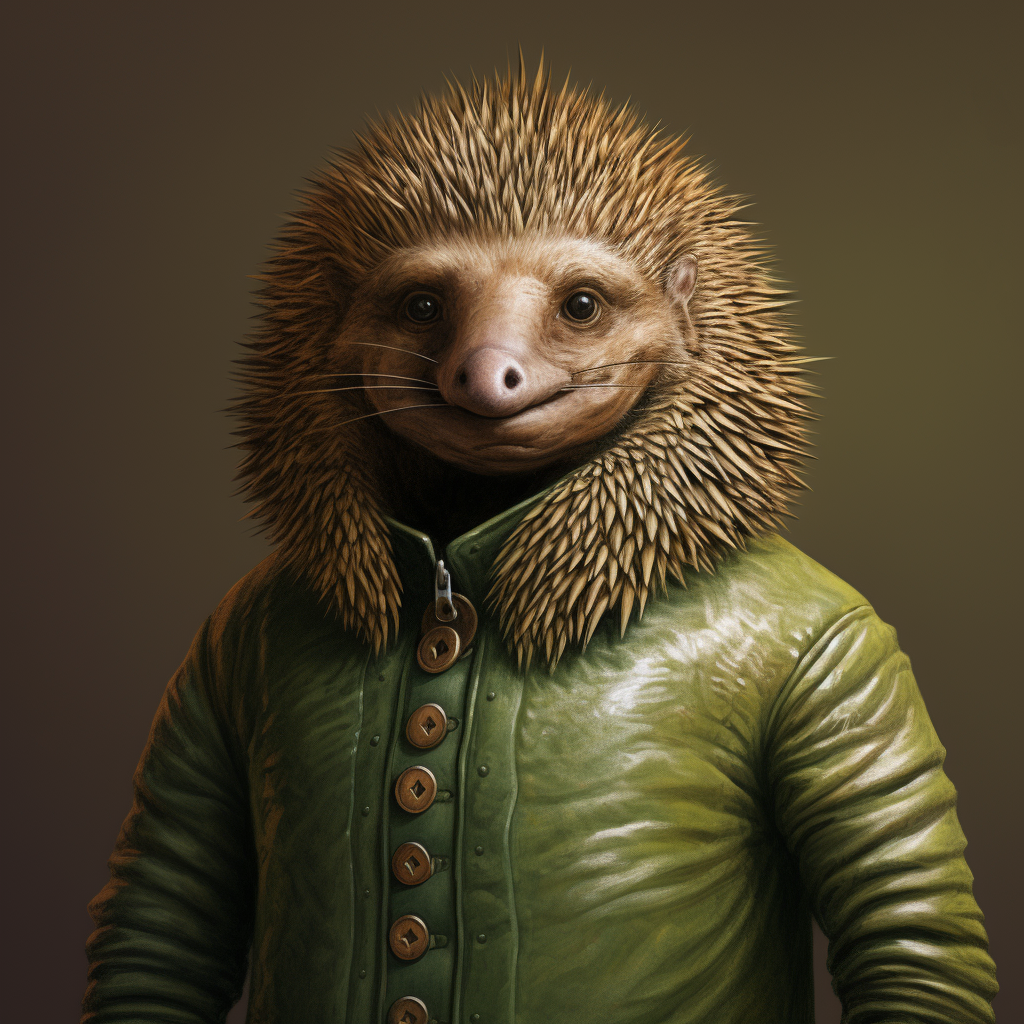 Illustration of Echidna Man on Blank Background