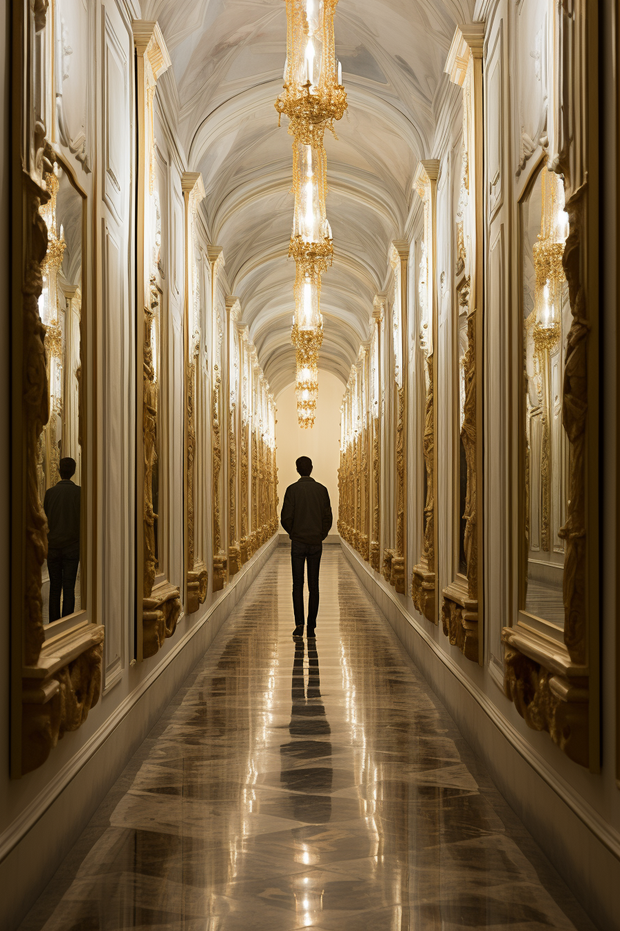 Portrait of a contemplative man in a corridor