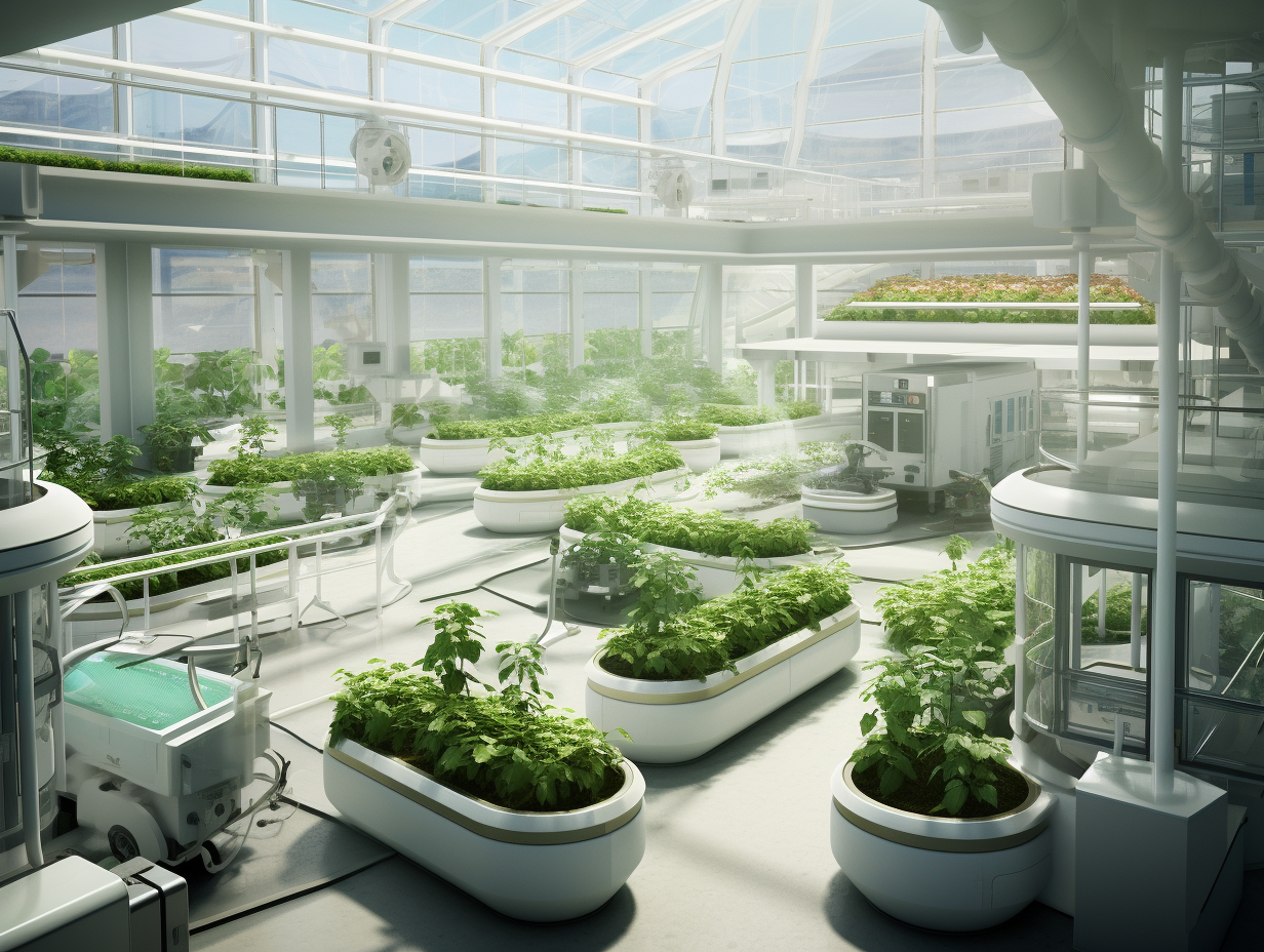 Spacious white facility for ecology and agriculture research