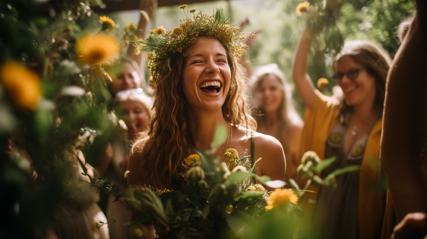 Woman in ecstasy during a plant medicine ceremony