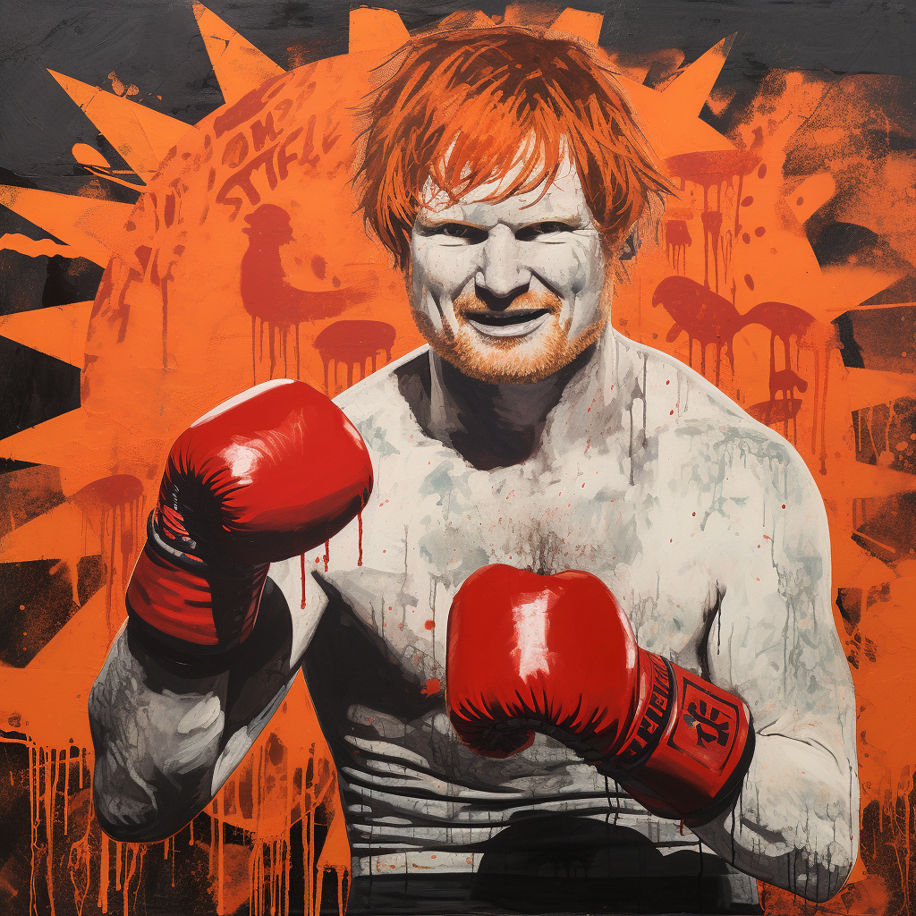 Ed Sheeran smiling as a boxer