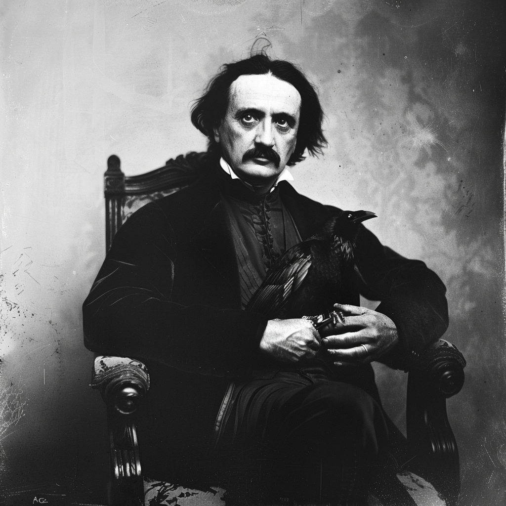 Edgar Allen Poe portrait dark