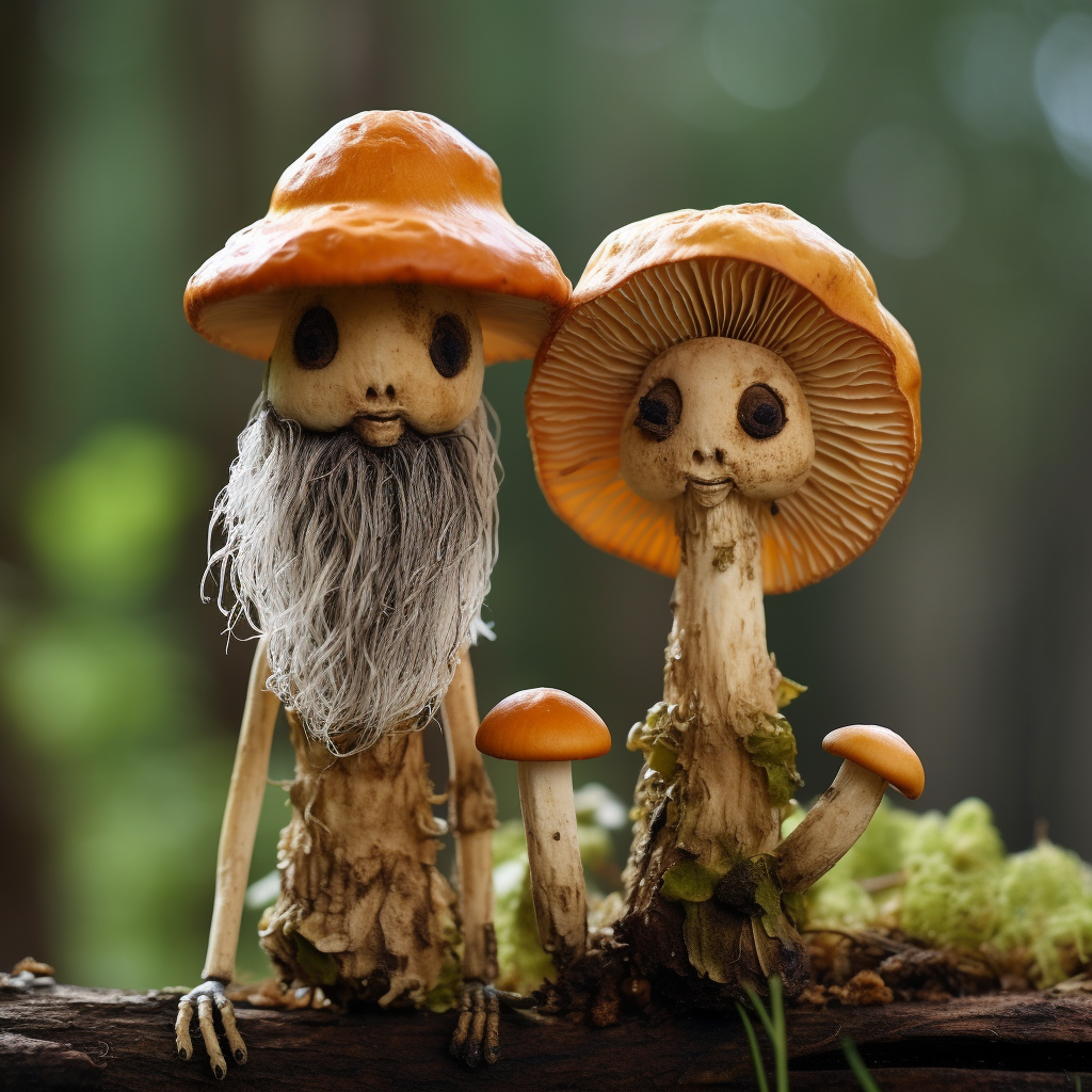 Adorable edible mushroom people characters