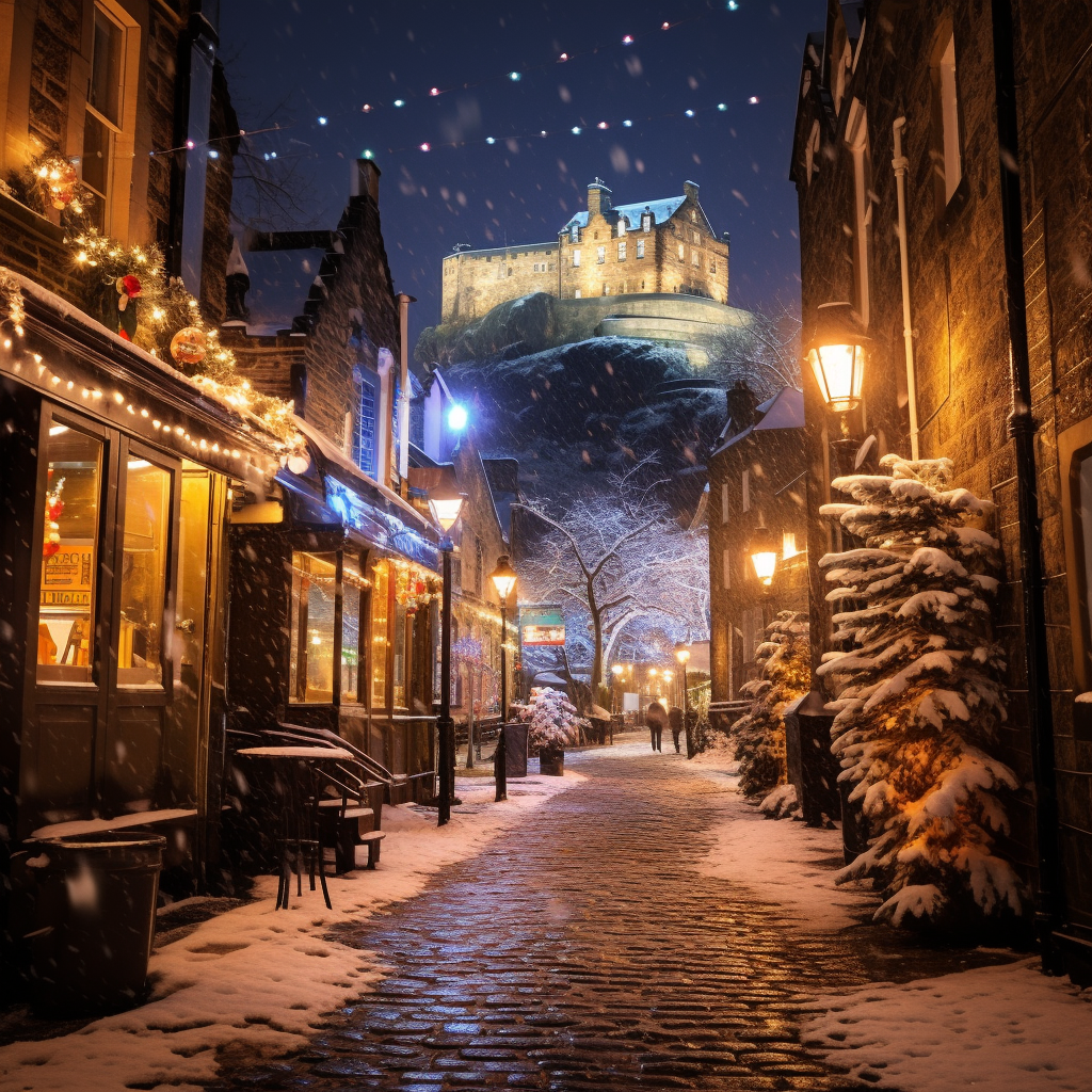 Snowy View of Edinburgh Castle