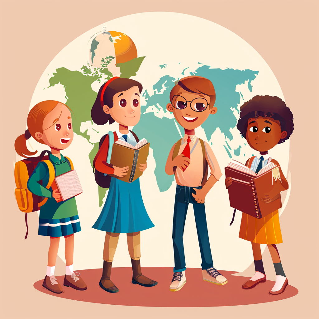 Cartoon illustration for International Day of Education