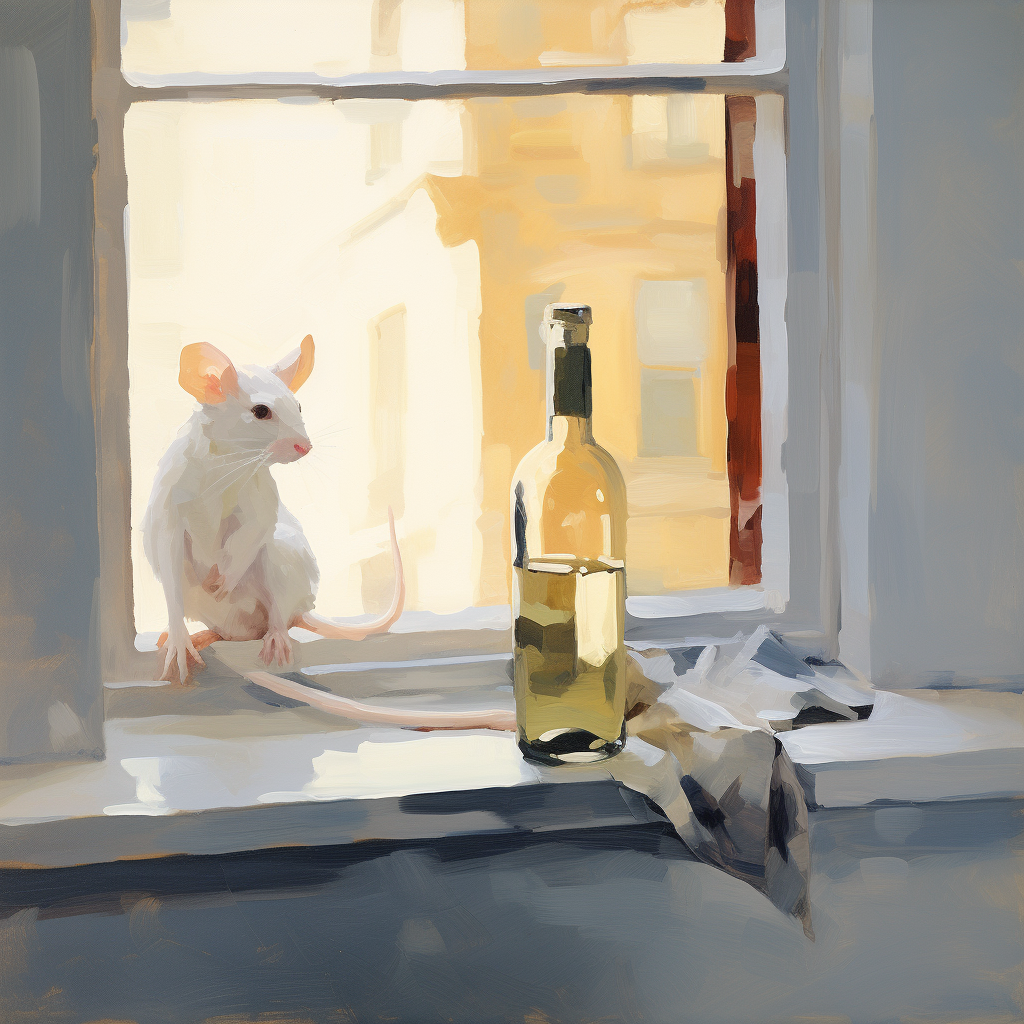 Edward Hopper style white mouse