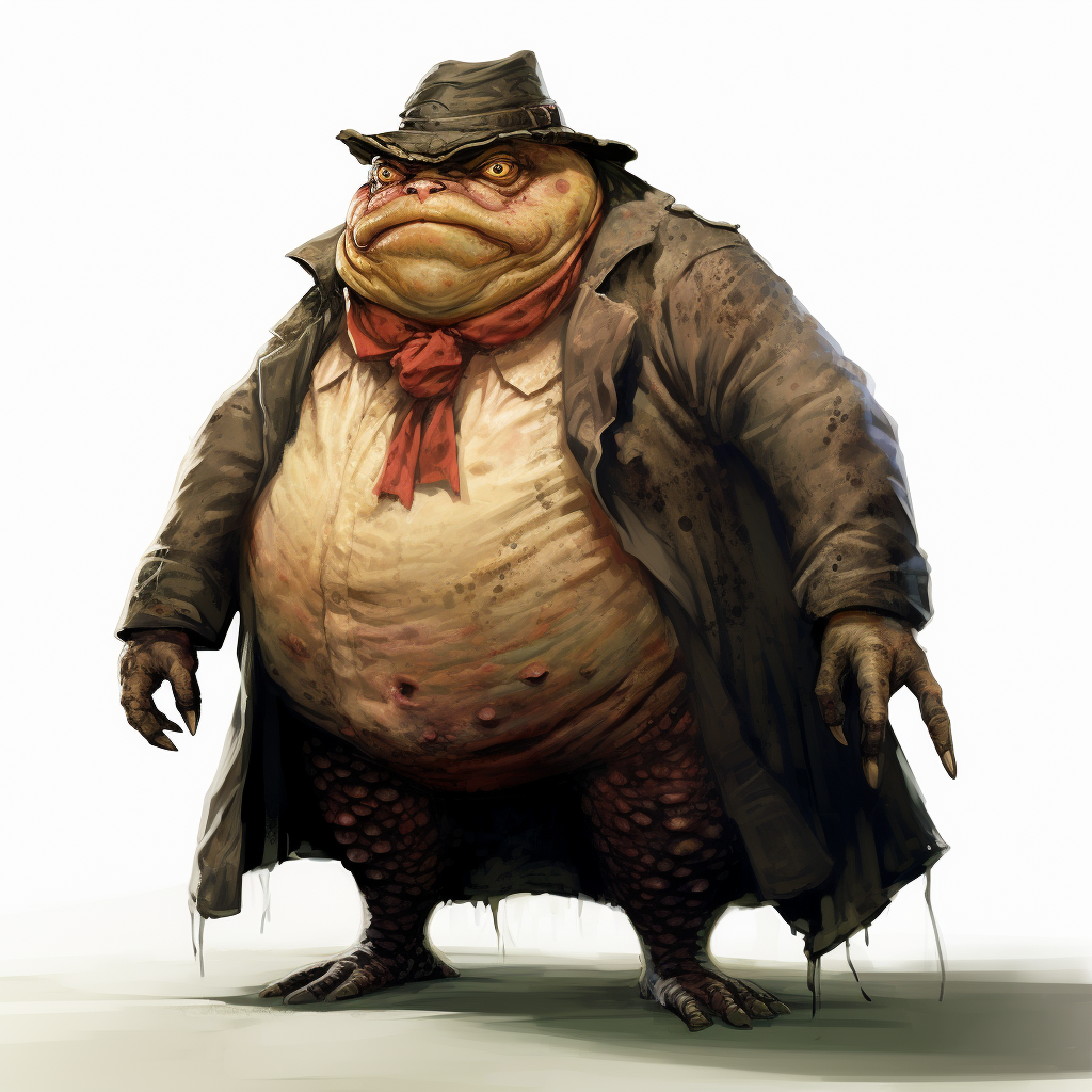 Illustration of a Slimey and Scary Edwardian Obese Toad Man