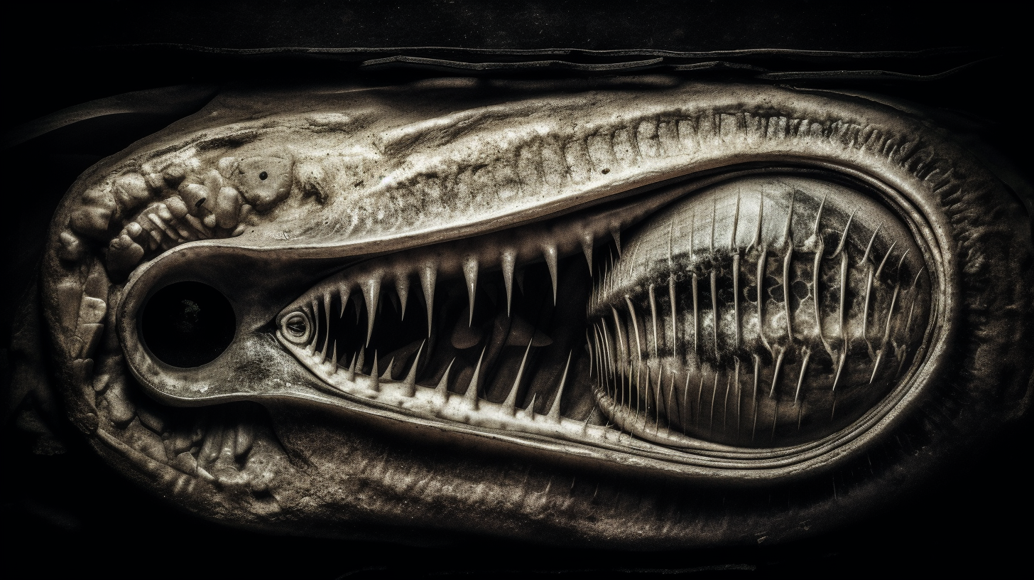 Abstract dissected eel with symmetrical patterns