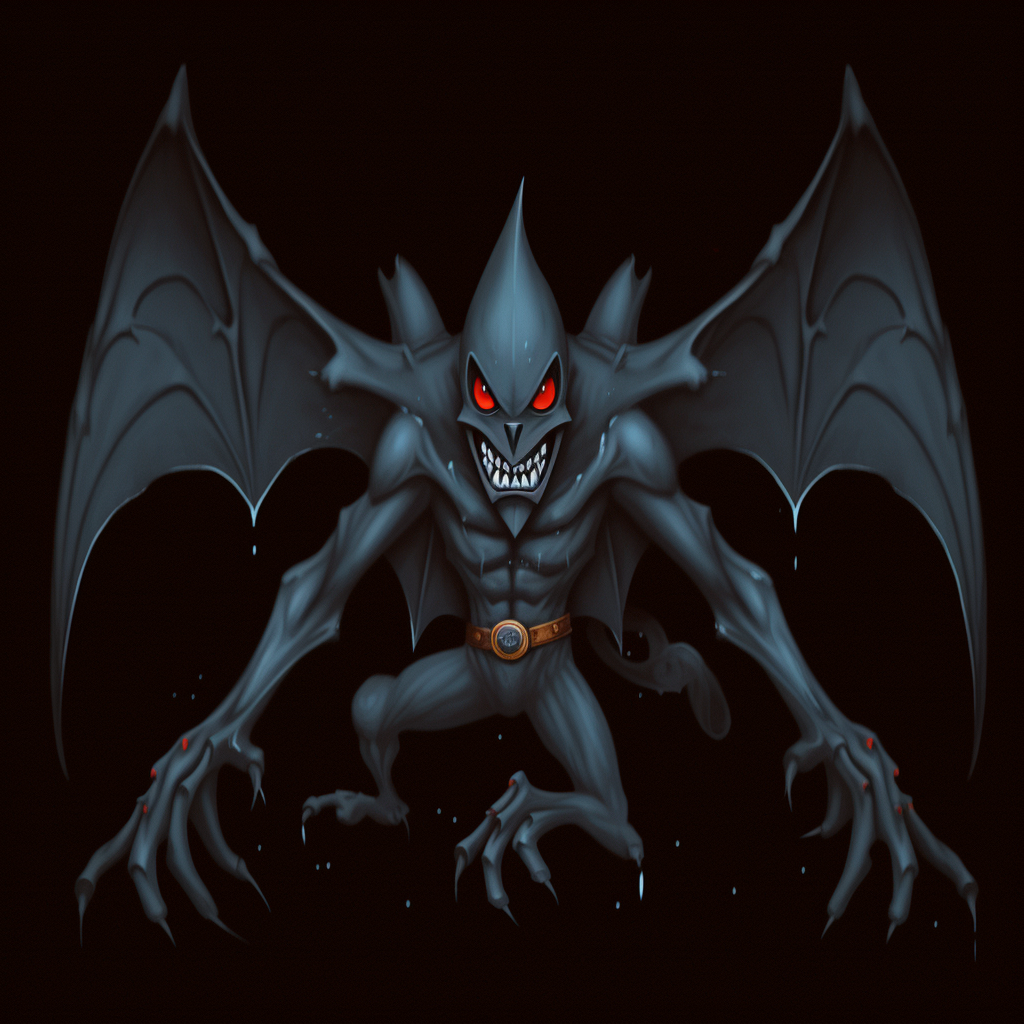 Full Body Boy Character with Bat Wings