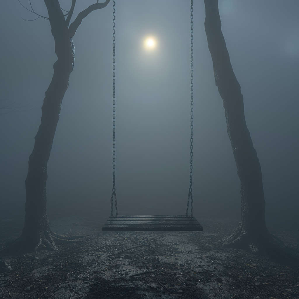 Swing Set in Thick Fog