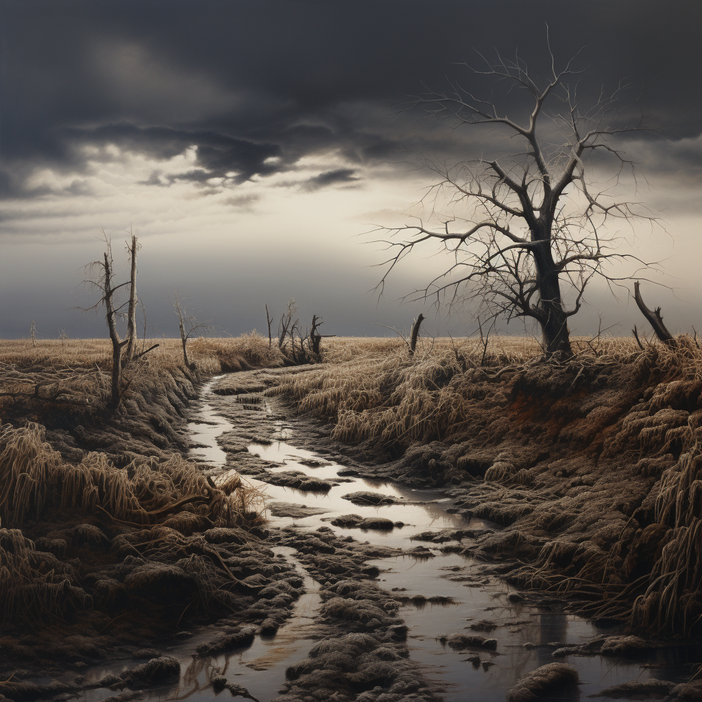 Hyperrealistic eerie landscape masterpiece