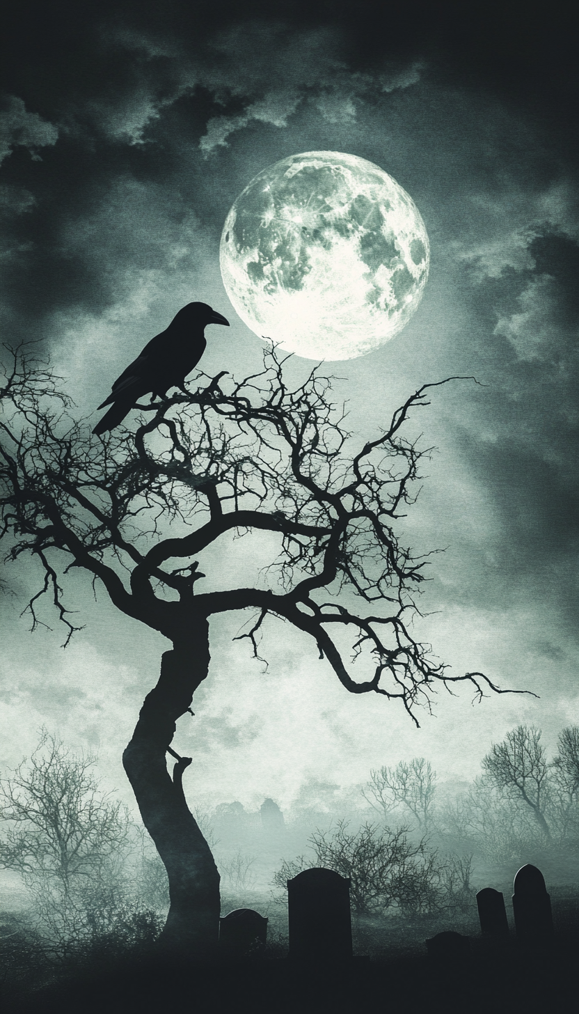 Dark Moody Tree Raven Silhouette