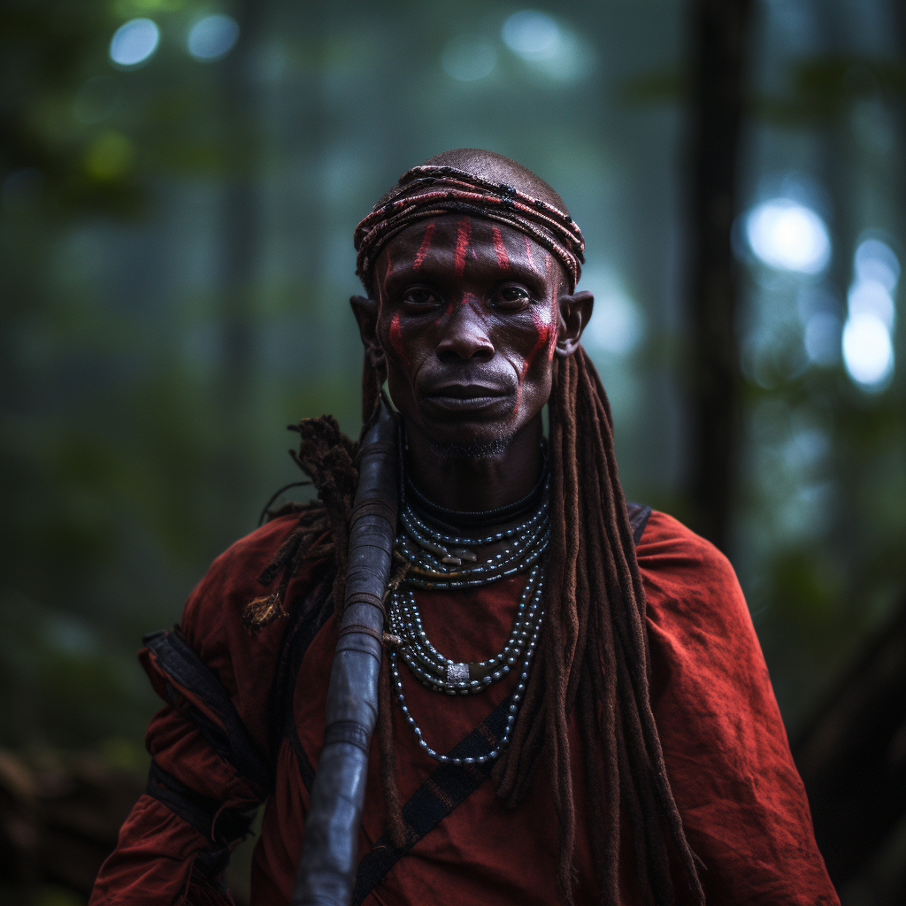 Egbe Tribe Man Walking in Forest