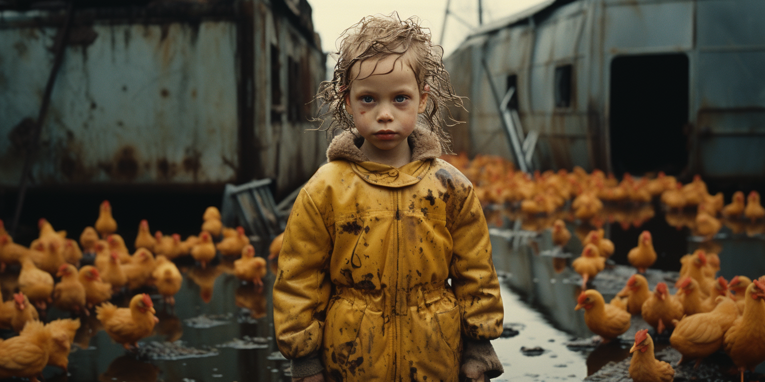 Young girl with eggs for hair