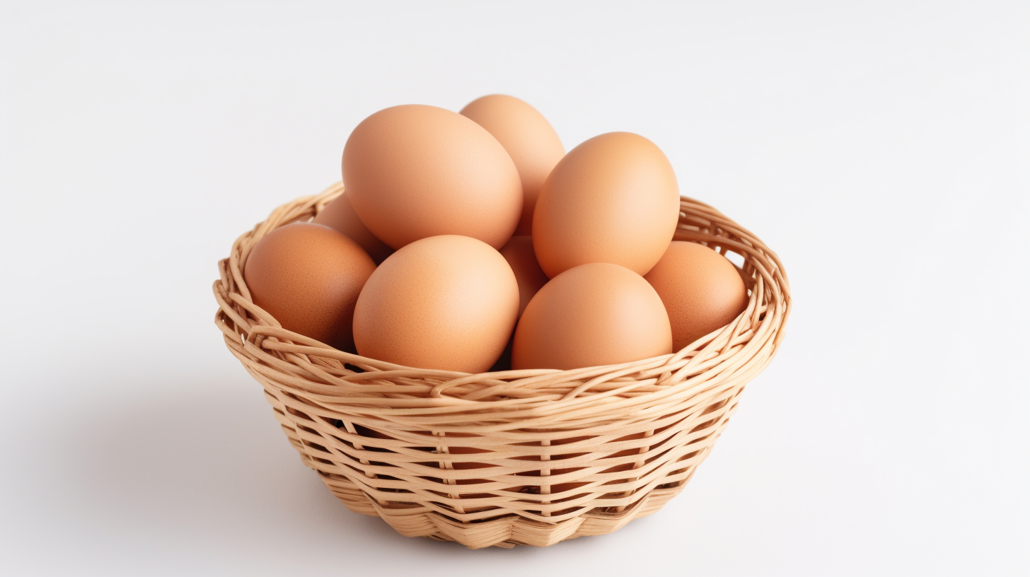 Assorted eggs in a rustic basket