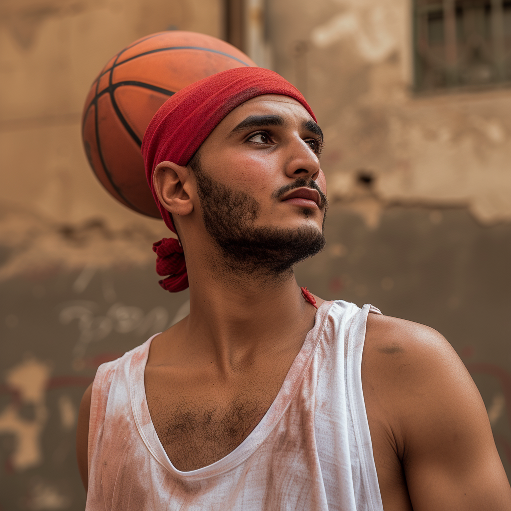 Egyptian actor playing basketball