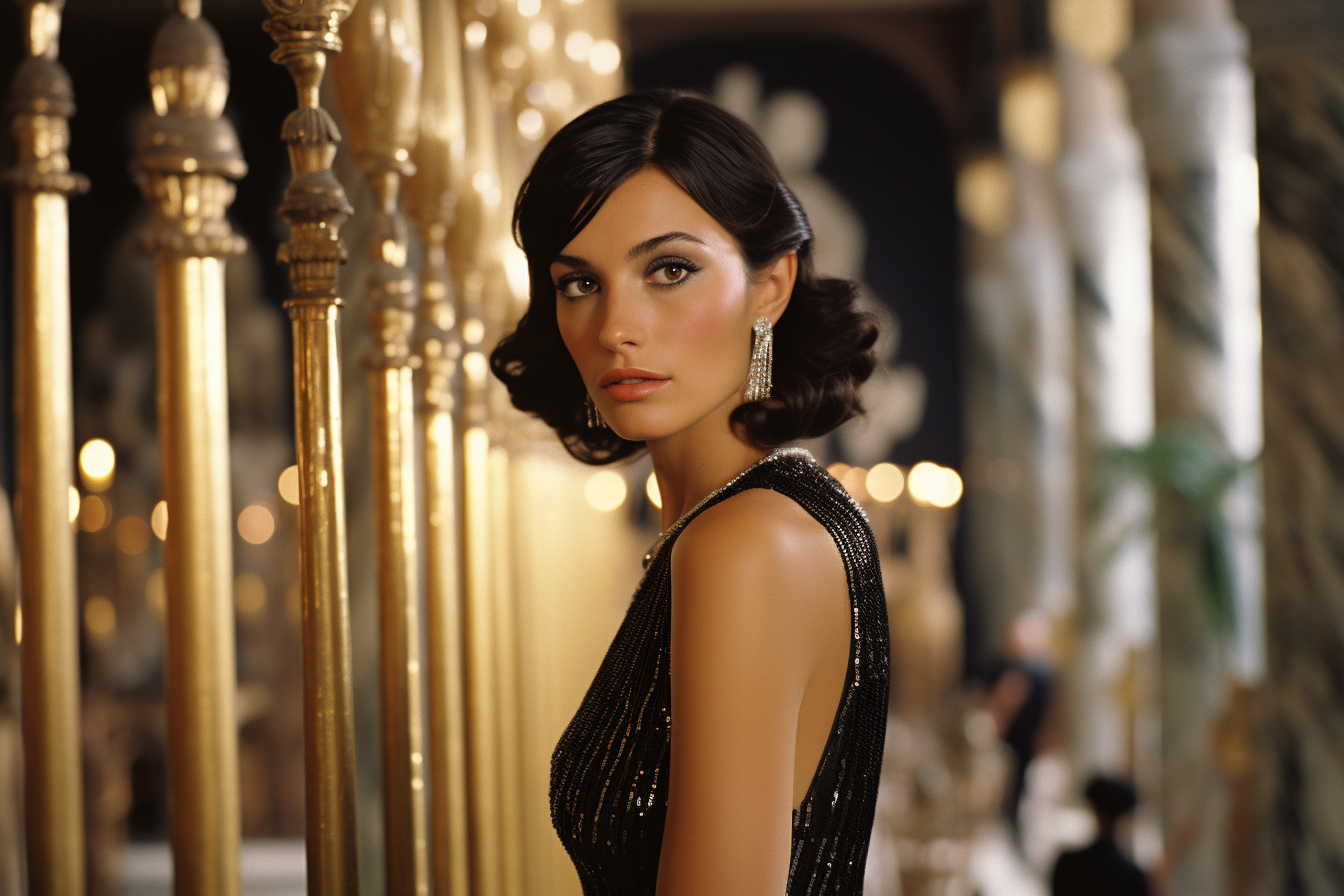 Young Egyptian woman in black sequin dress