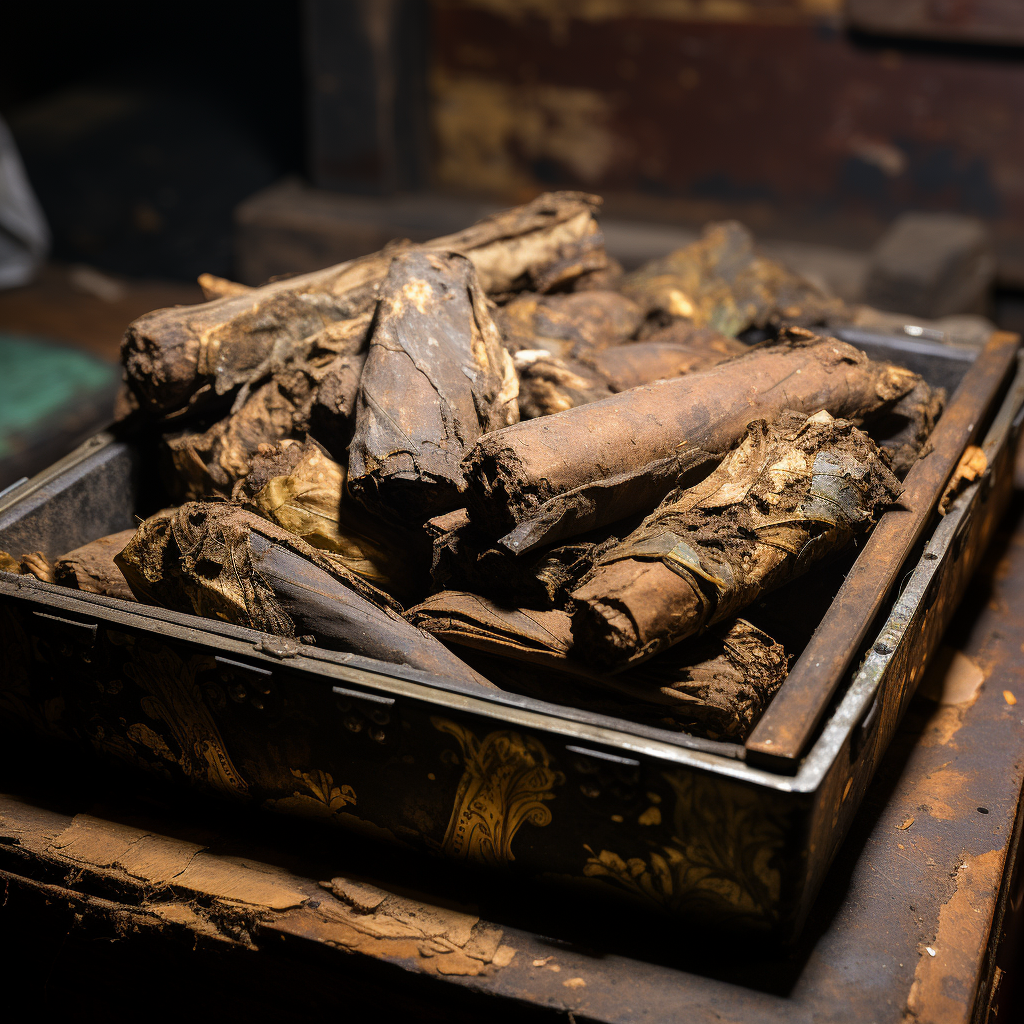 Realistic Egyptian ashtray with cigarettes