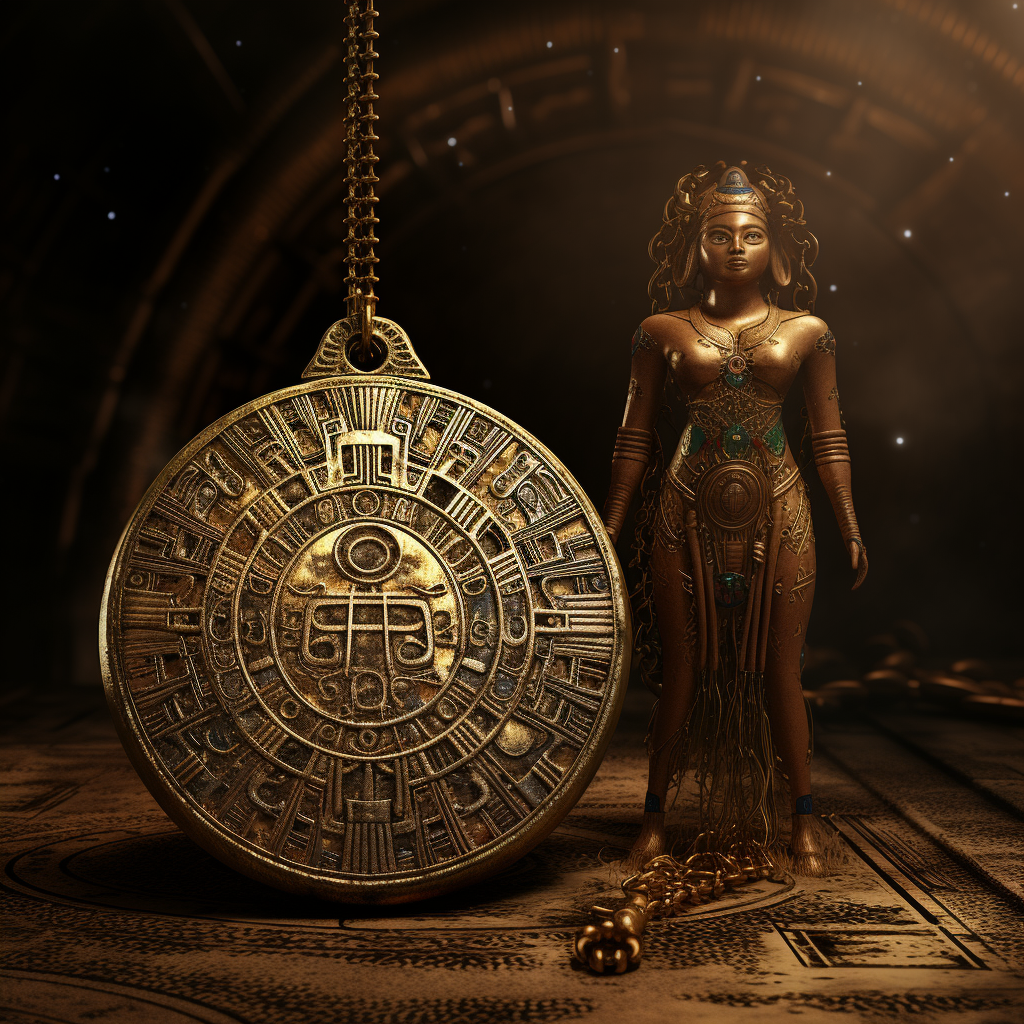 Egyptian Crux Ansata and Ra's Disk in Artistic Style