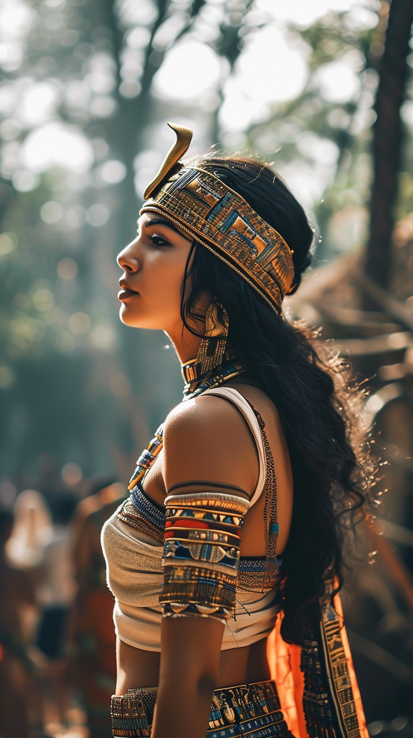 Egyptian Girl in Dress with Intricate Details