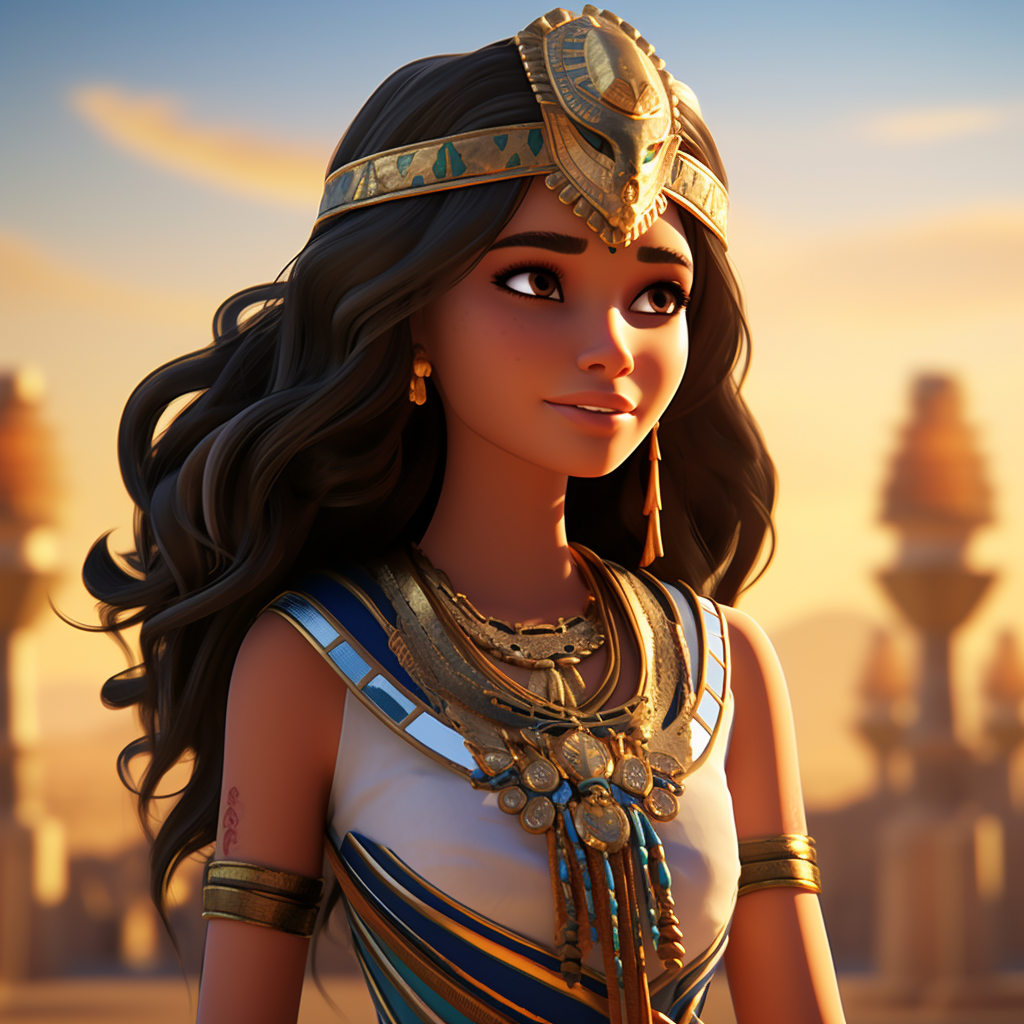 Egyptian girl at sunrise animation