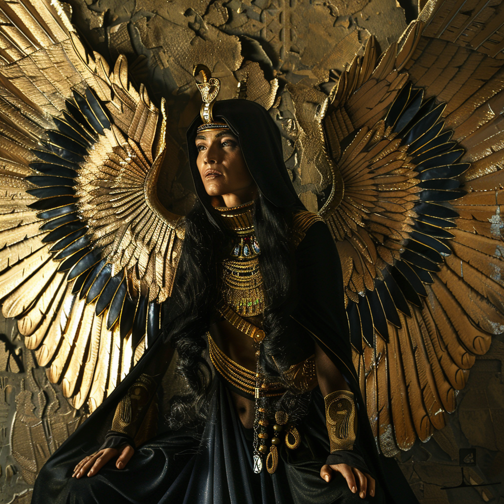 Egyptian God Isis with Gold Wings