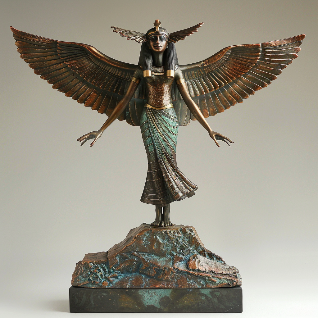 Egyptian god Isis sculpture with wings