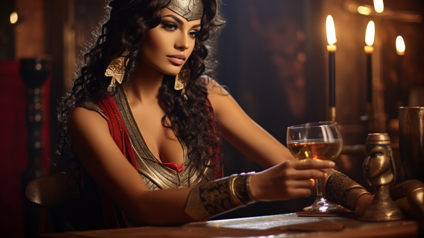 Beautiful Egyptian God with Wine Glass