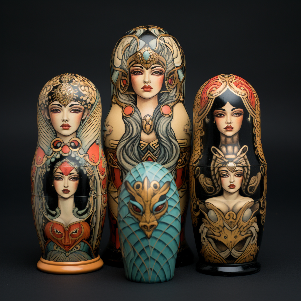 Egyptian Mythology Nesting Dolls - Symbolic and Decorative Set