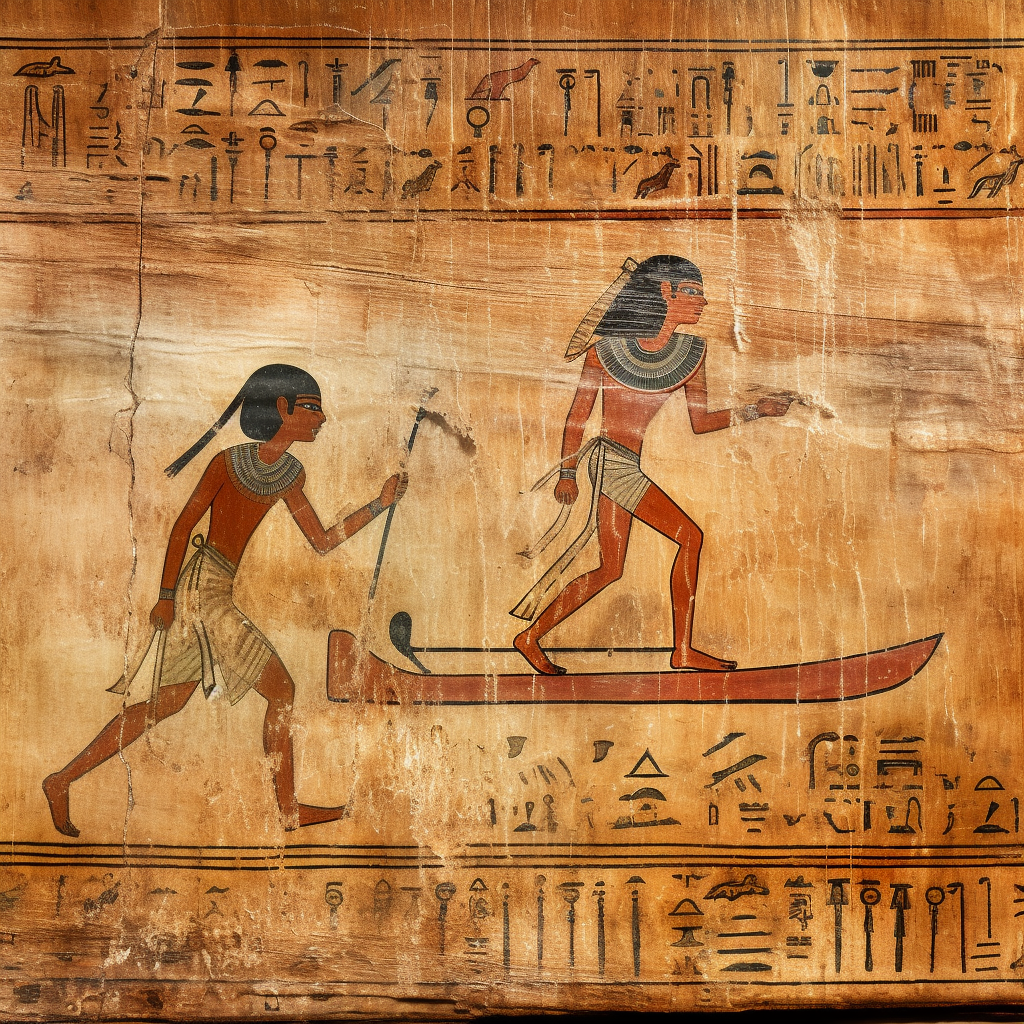 Ancient Egyptian skateboarding hieroglyphics