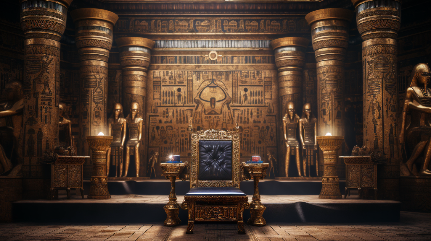 Egyptian Pharaoh on Golden Throne