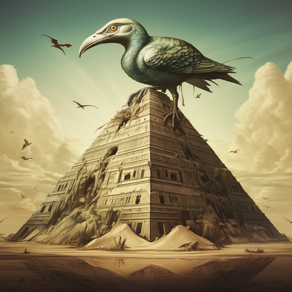 Ancient Egyptian Pyramid with Dinosaur Bird and Dreadle