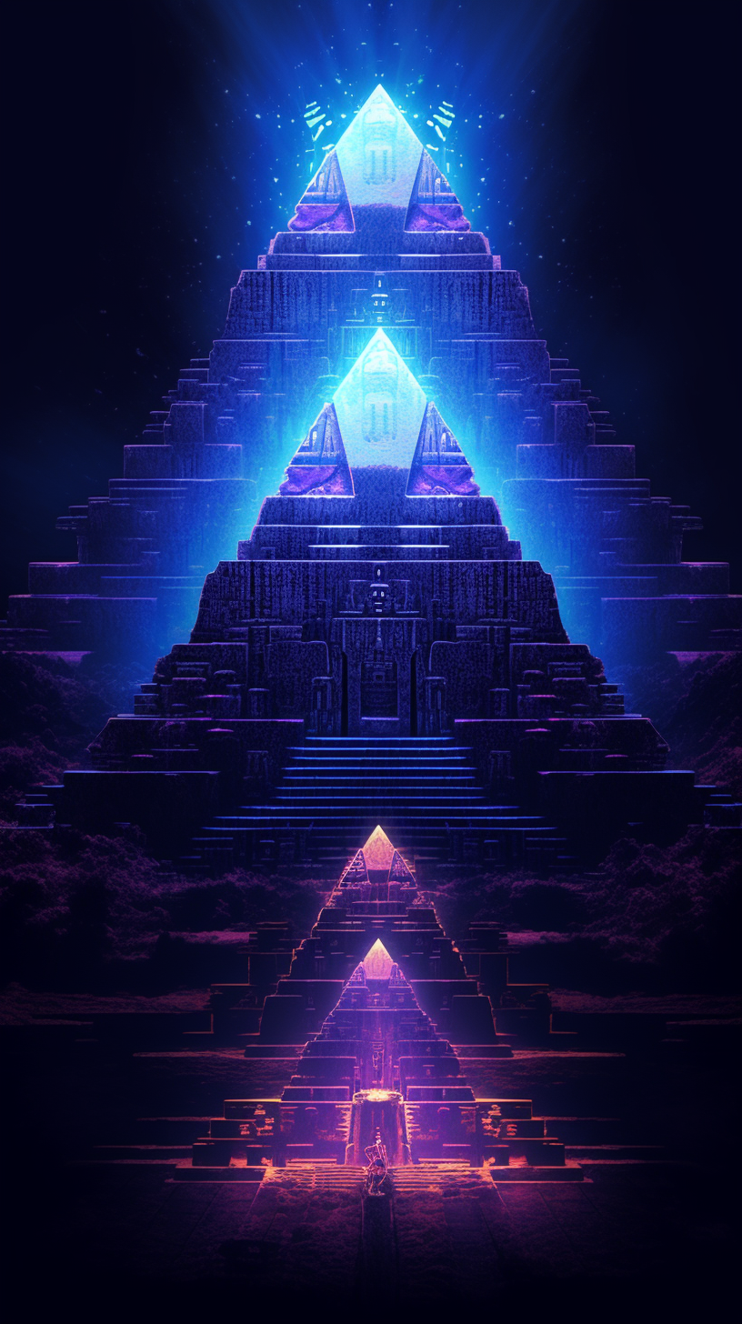 Stunning neon-lit Egyptian pyramid landscape