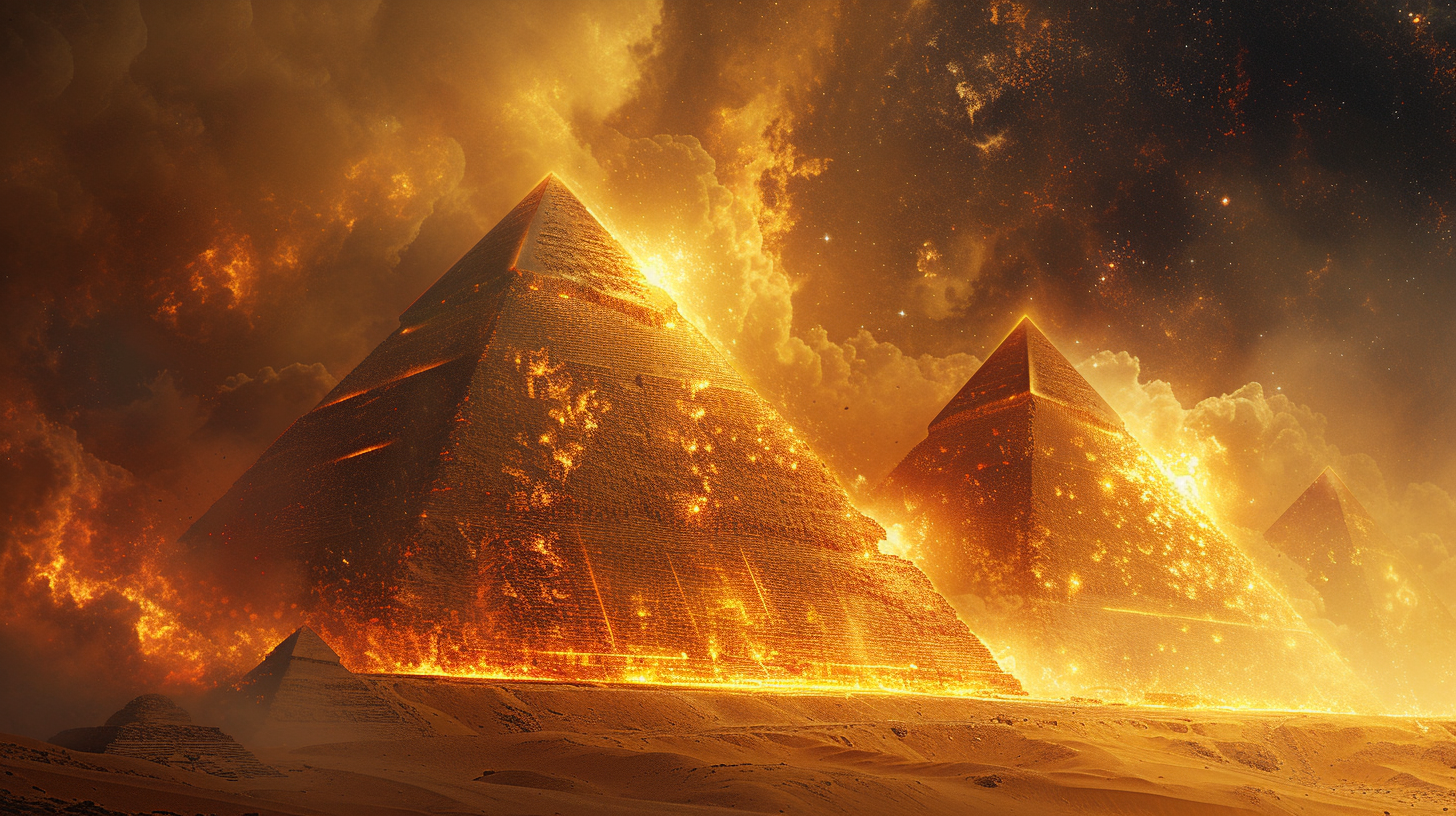 Egyptian Pyramids Fractals Digital Lighting