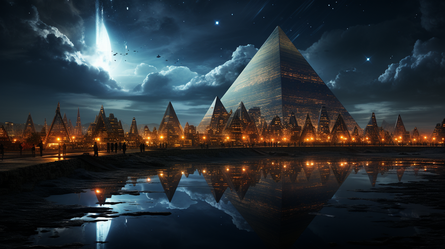 Egyptian pyramids in space-time continuum