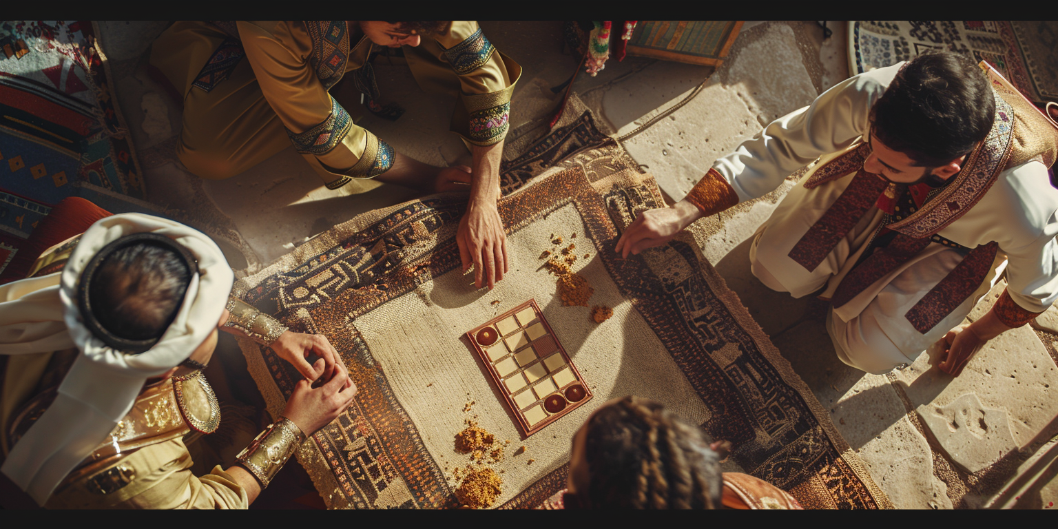 Players in Egyptian Roman Board Game