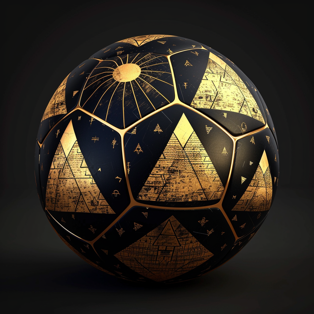 Egyptian soccer ball pyramids gold design