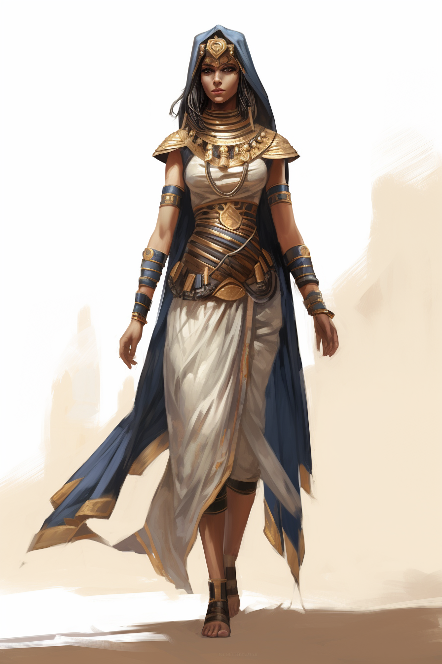 Egyptian soldier woman full body perspective