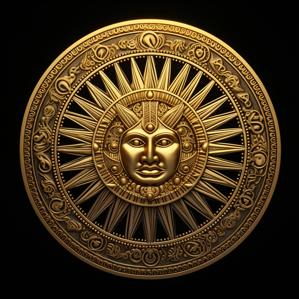 Egyptian style sun gold coin