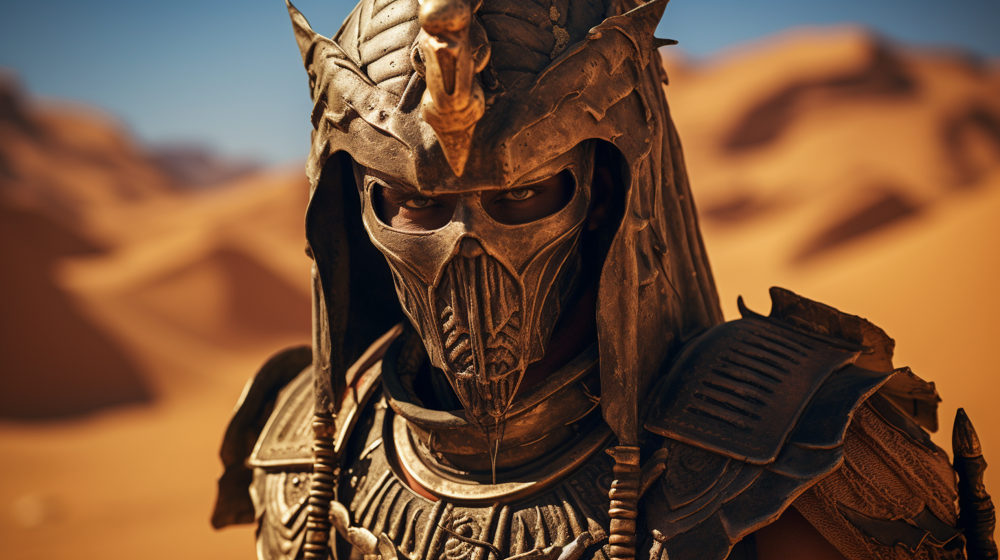 Egyptian warrior in a sandy desert