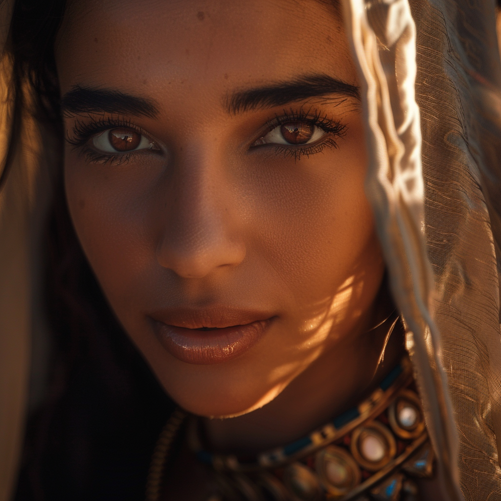 Egyptian woman portrait light 8k