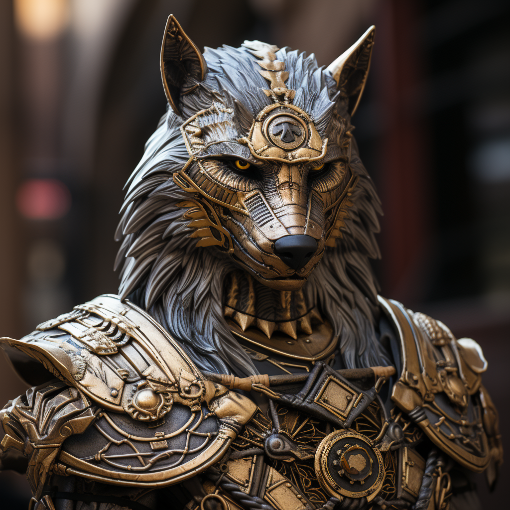 Egyptian wolf warrior in black and gold armor