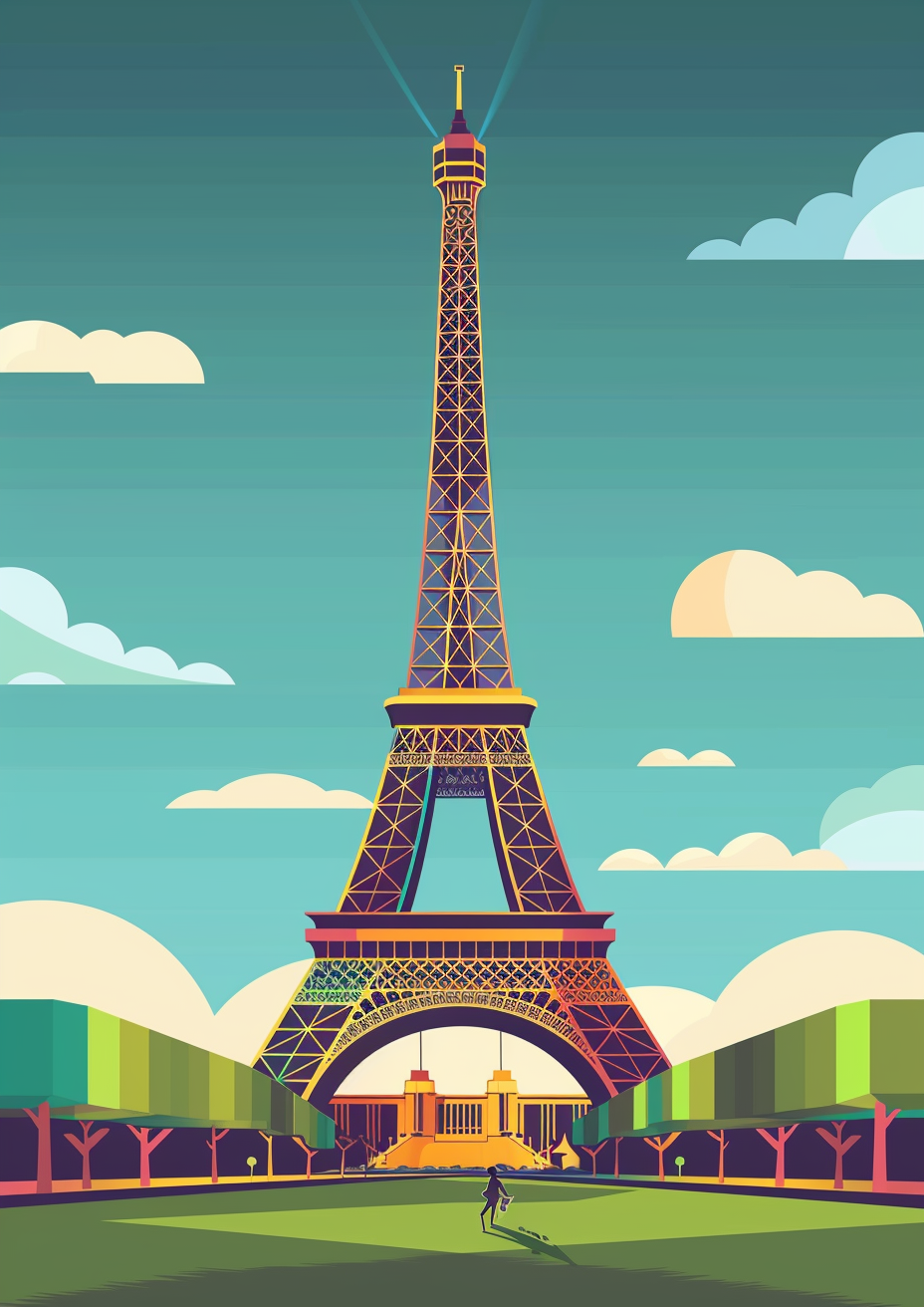 Eiffel Tower Flat Illustration Art