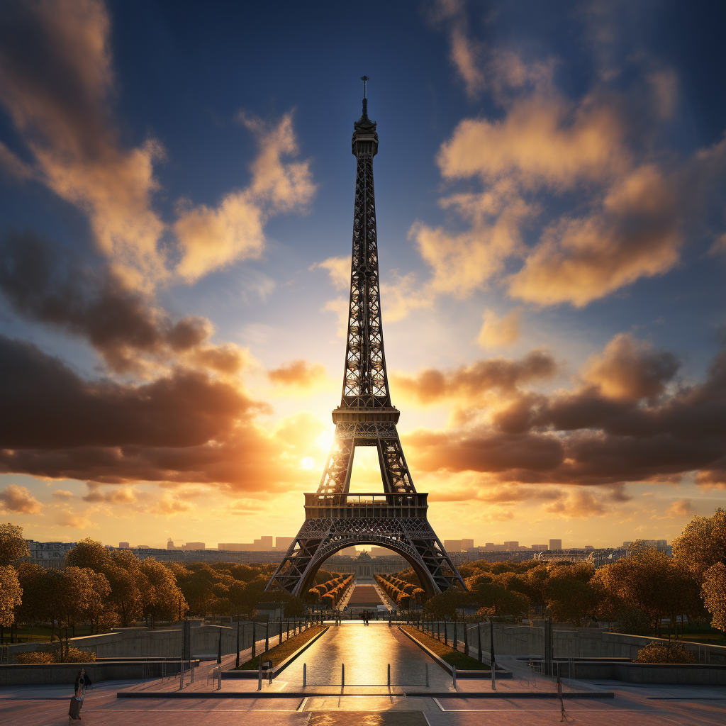 Beautiful Eiffel Tower Silhouette at Sunset