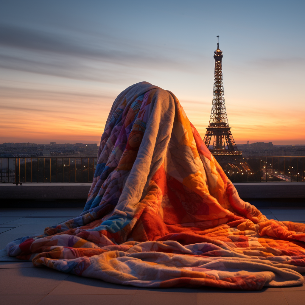 Eiffel Tower covered with blanket