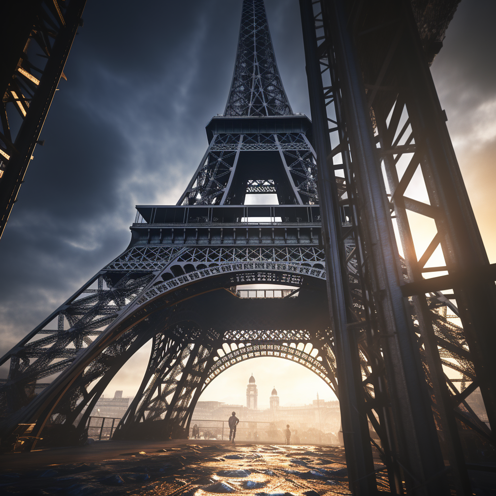 Close-up of Eiffel Tower at Sunrise