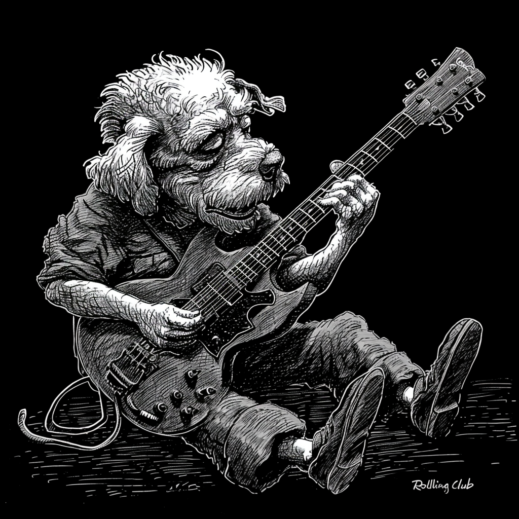 Einstein Dog Playing Guitar Concept Art