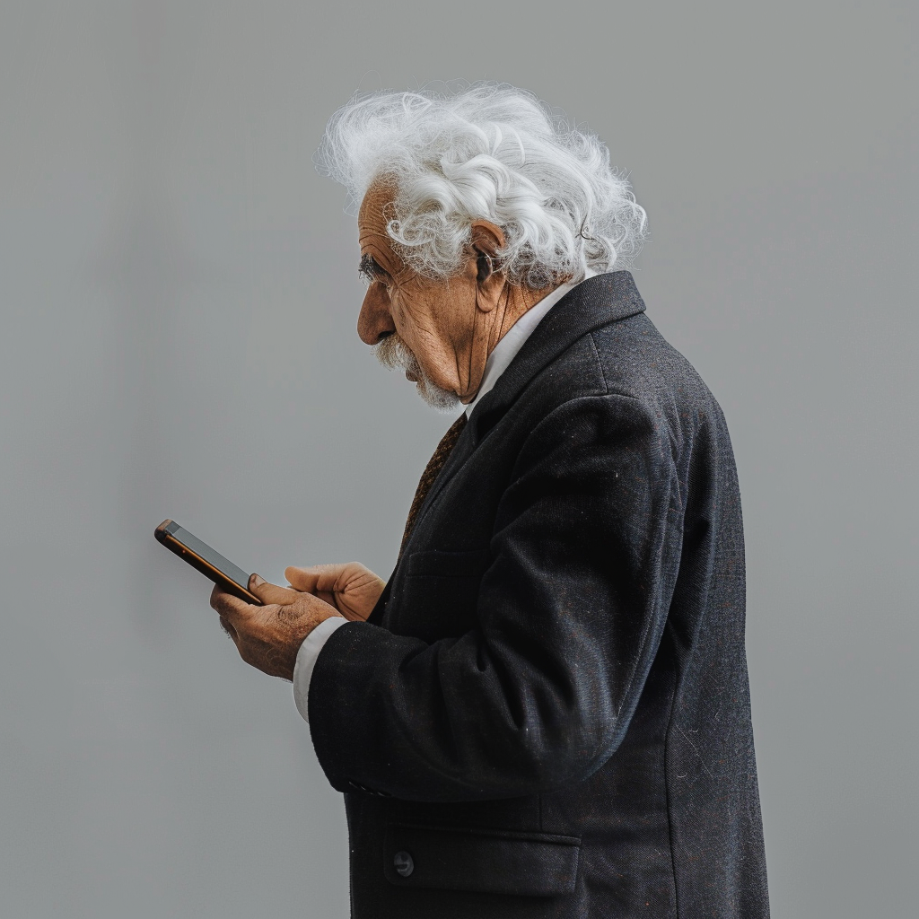 Einstein scrolling smartphone news